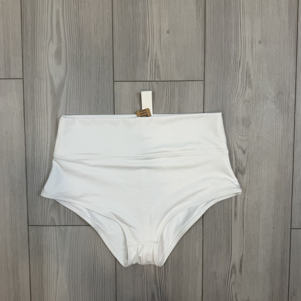 Victorias Secret PINK Active White Large High-Waisted Bikini Bottom Swimsuit NWT